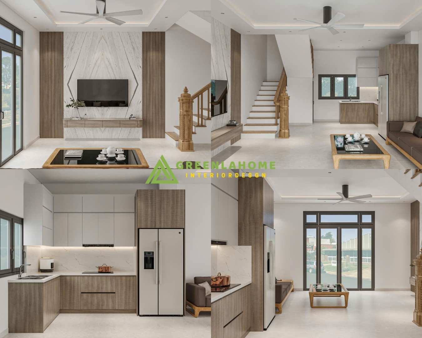 Thiết kế nội thất nhà phố 30-50m2 hiện đại tối giản Mr Quang Sóc Sơn - Greenlahome
