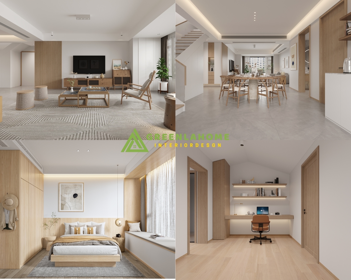 Thiết kế nội thất nhà phố phong cách Japandi yên bình Mr Trường Thái Nguyên - Greenlahome