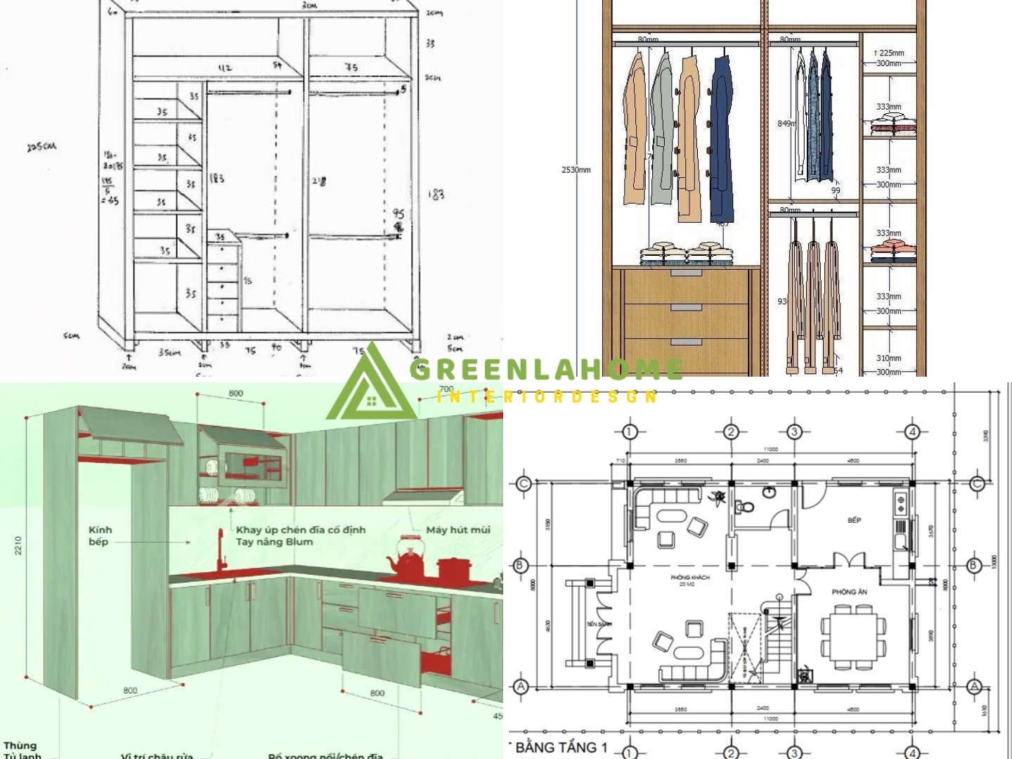 Kết cấu nội thất gỗ công nghiệp vững chắc với liên kết cam chốt, liên kết âm
