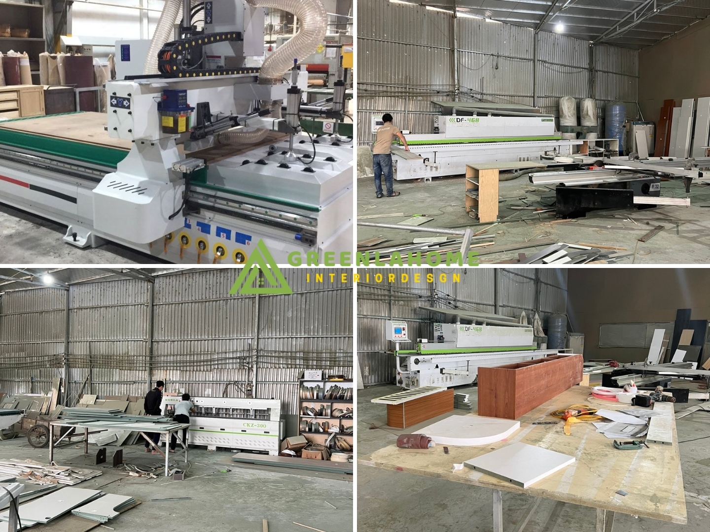 Hệ thống máy móc sản xuất nội thất hiện đại tại xưởng Greenlahome