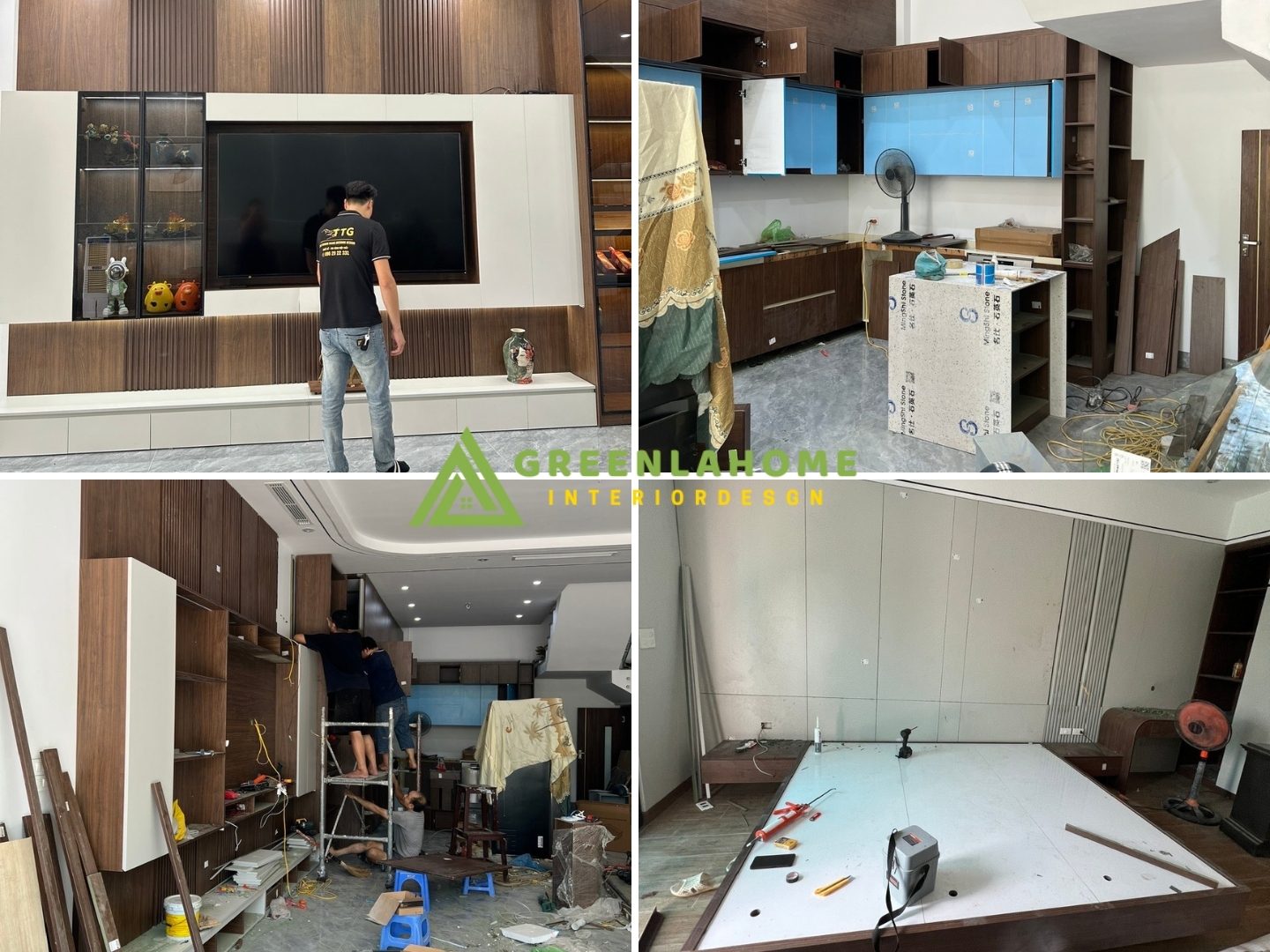 Đội ngũ kỹ thuật Greenlahome thi công lắp đặt nội thất chuyên nghiệp